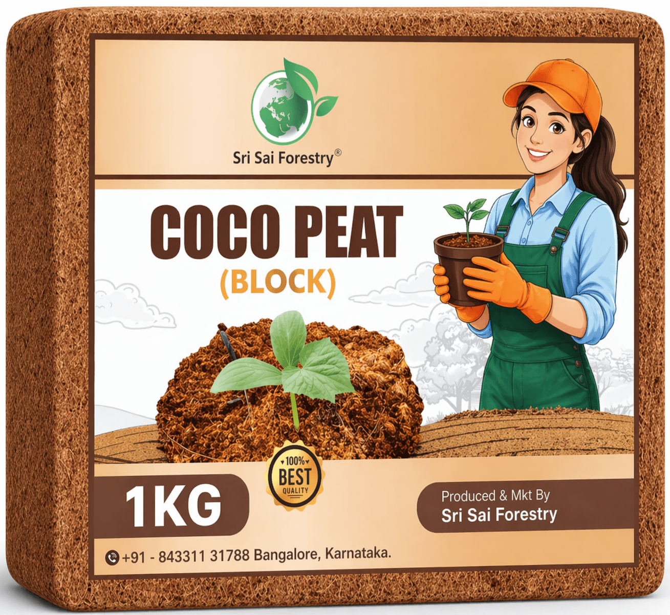 Cocopeat Block – 100% Natural Coconut Coir Fiber SRI SAI FORESTRY