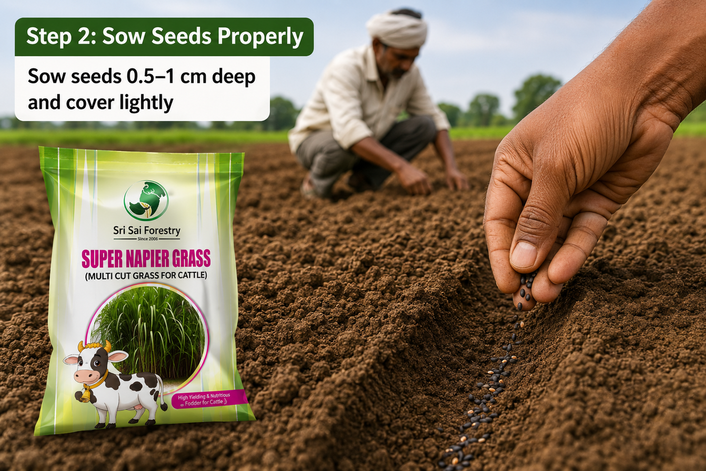 Super Napier Grass Seeds for Cattle | High Yield Hybrid Multi Cut Grass SRI SAI FORESTRY