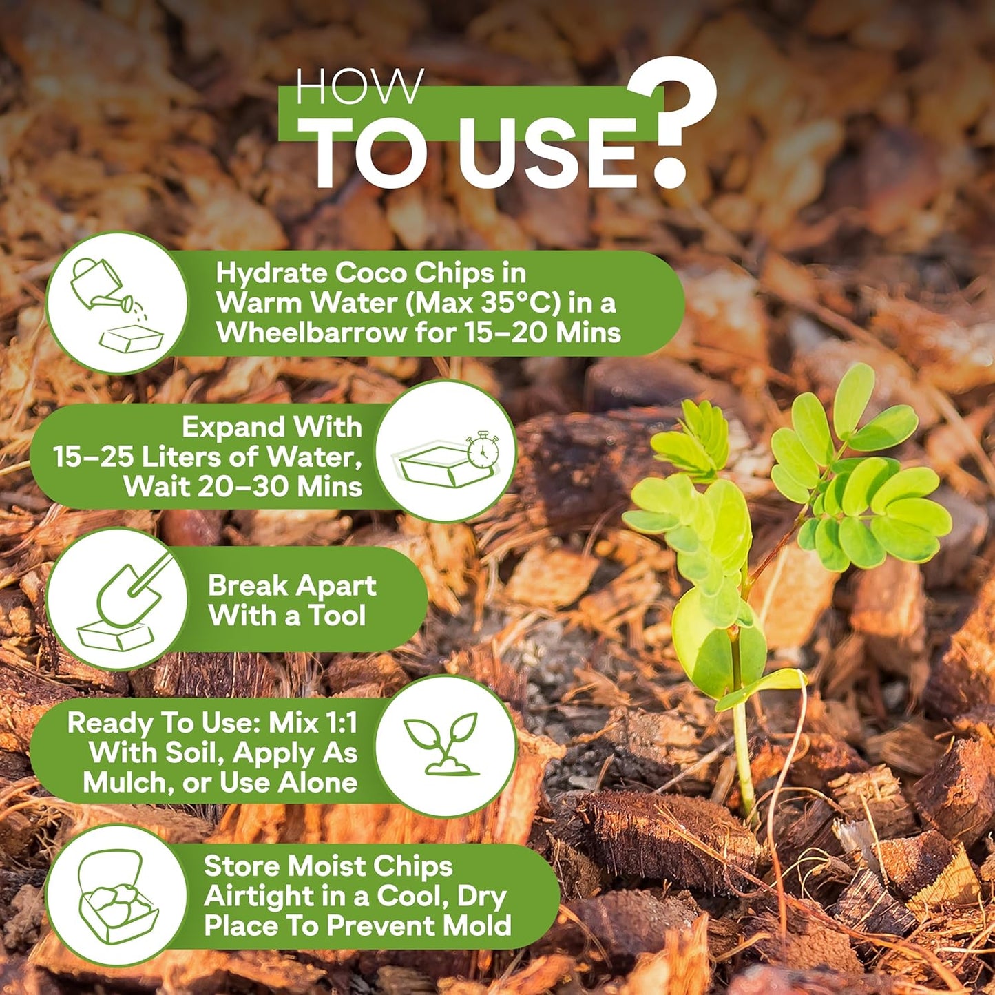 Coconut Husk Coco Chips for Plants Sustainable Soil Enhancer, Mulch for Gardening, Moisture Retention & Soil Aeration, Perfect for Potting Mix SRI SAI FORESTRY