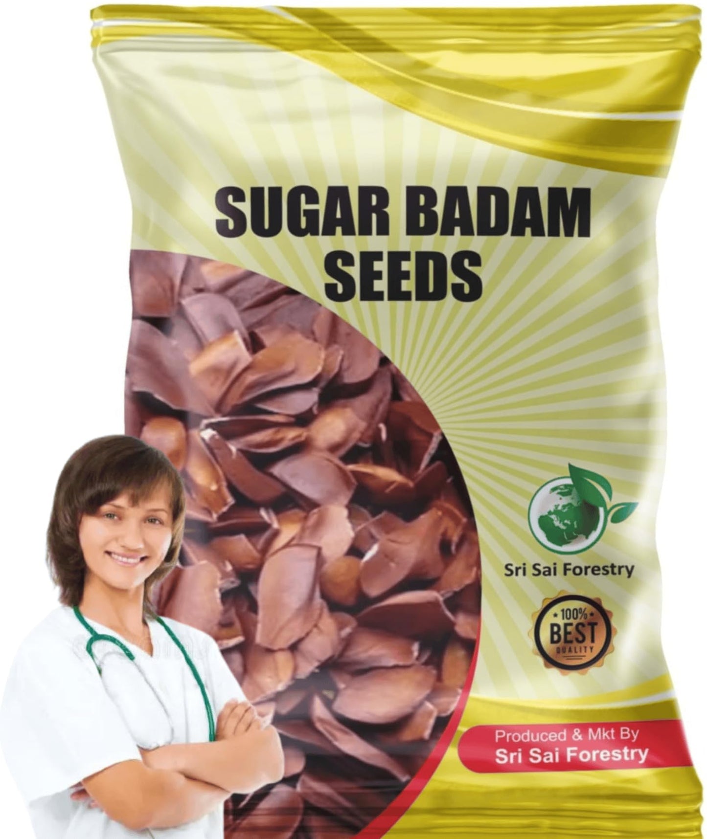 Sugar badam Sky fruit seeds Kadwa - Adavi Badam - Akasha Pandu - Kadwa Badam Seeds SRI SAI FORESTRY