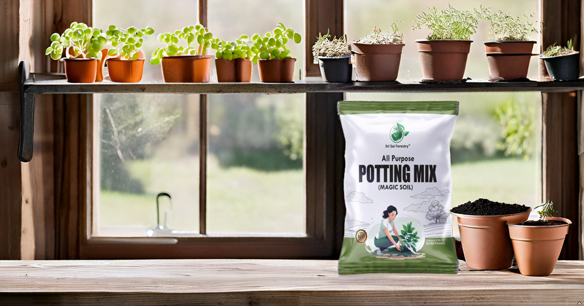 Organic Potting Soil Mix for Plants Home Garden| Ready to use Potting Mix Made with Vermicompost - Cocopeat - NeemCake - Red Soil - River Sand - Bone Meal - Natural Green Manure SRI SAI FORESTRY