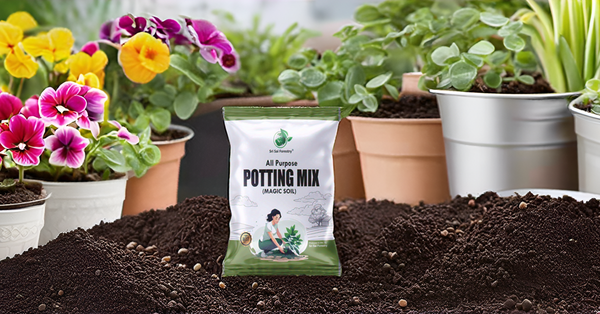 Organic Potting Soil Mix for Plants Home Garden| Ready to use Potting Mix Made with Vermicompost - Cocopeat - NeemCake - Red Soil - River Sand - Bone Meal - Natural Green Manure SRI SAI FORESTRY