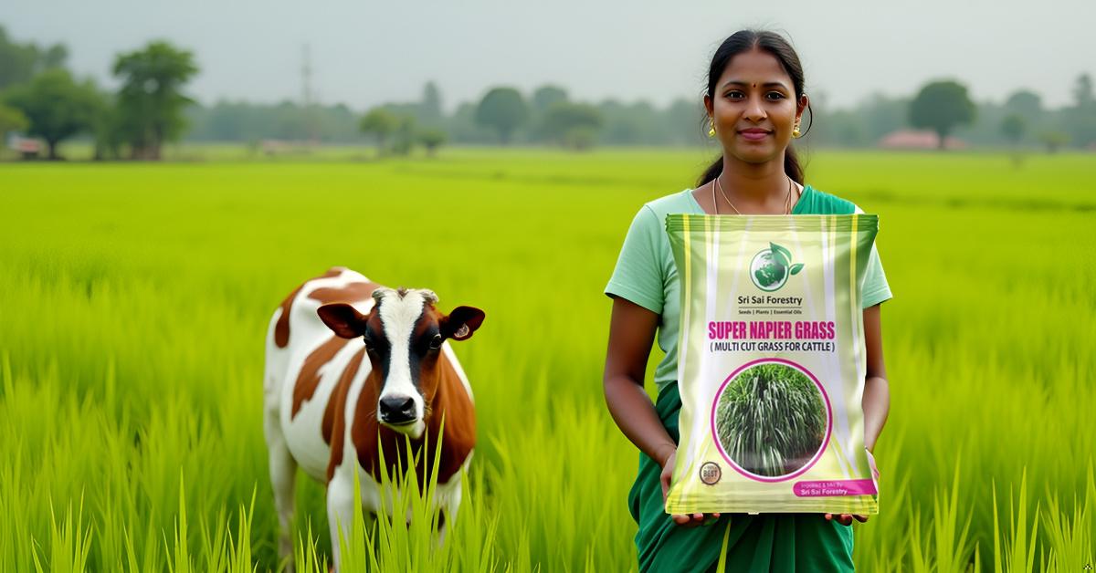 Super Napier Grass Seeds for Cattle | High Yield Hybrid Multi Cut Grass SRI SAI FORESTRY